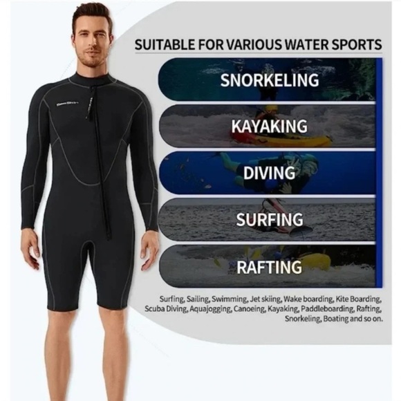 Seaskin wetsuit Black men's NEW, Diving, rafting, snorkeling watersports - Picture 2 of 9